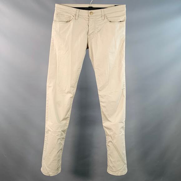 EMPORIO ARMANI Size 33 Beige Cotton Blend Slim Straight Button Fly Casual Pants - Picture 1 of 9
